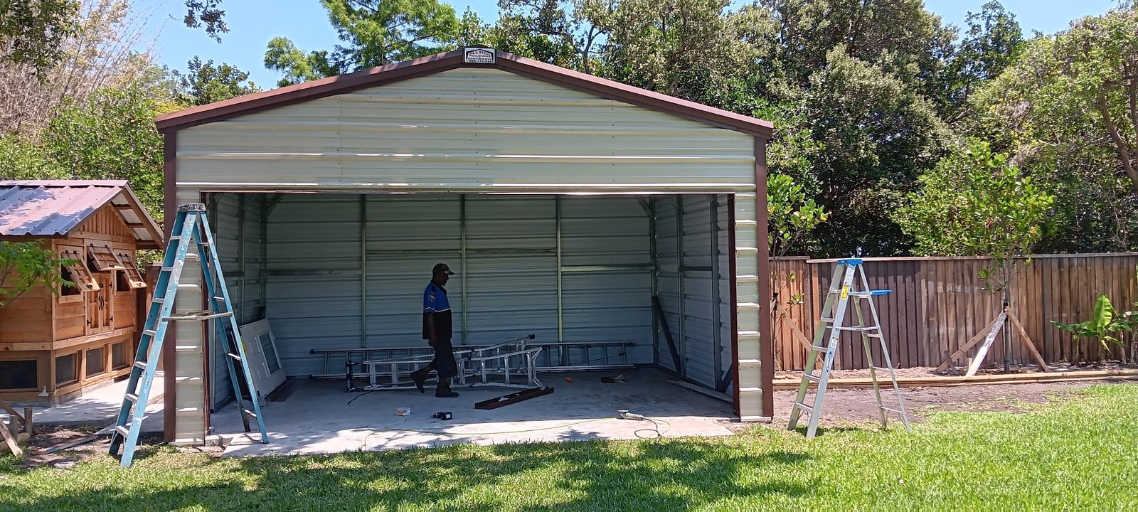 Metal garage structure installation